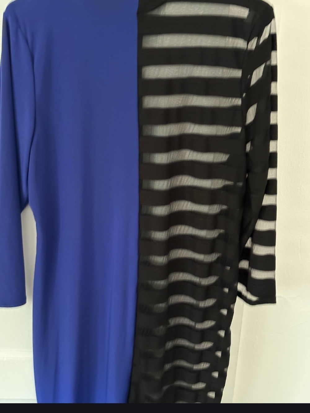 Two-Tone Blue and Black Striped Long Sleeve Dress